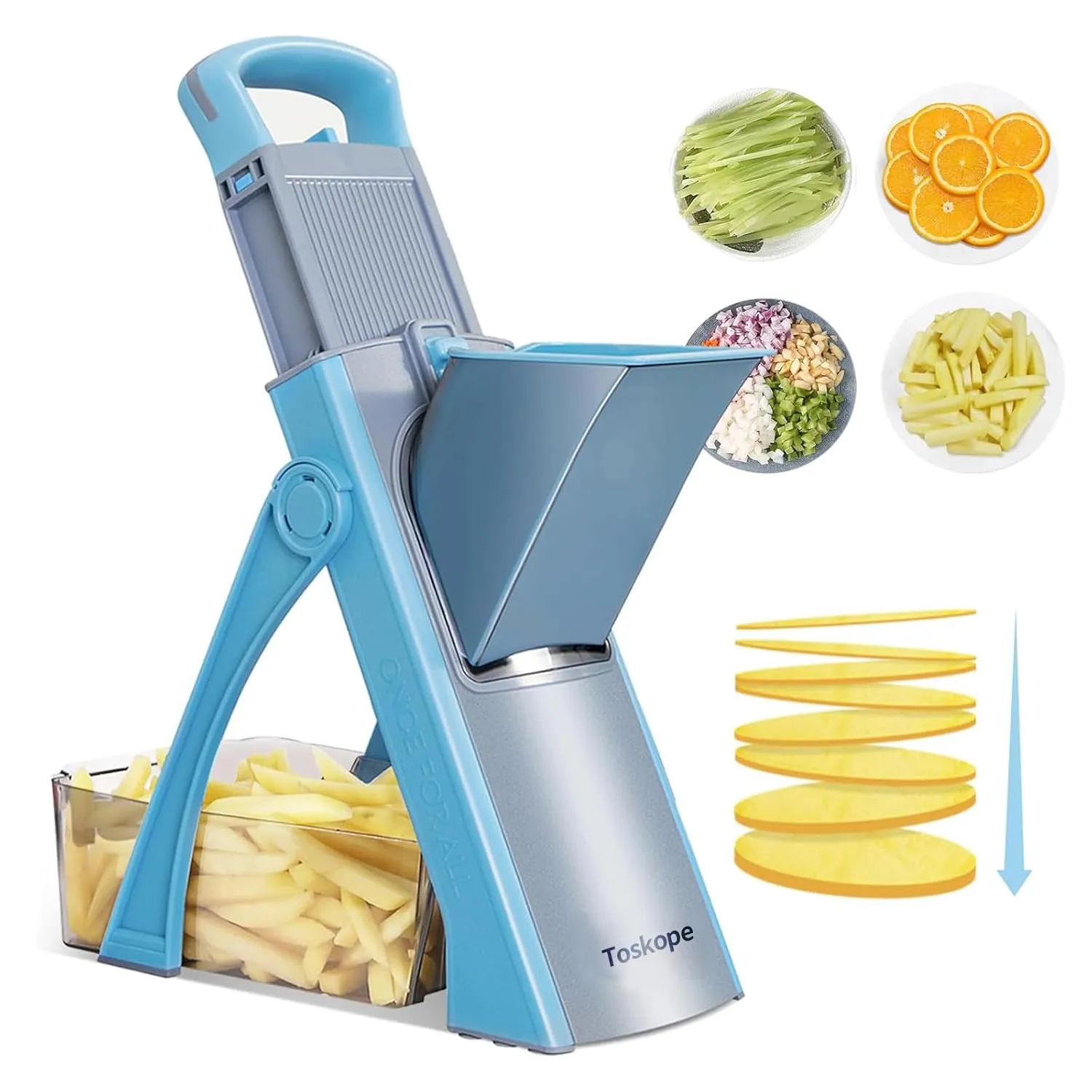Mandoline Slicer for Kitchen, Upgrade 4-in-1 Potato Slicer French Fries Slicer, Adjustable Vegetable Slicer, Safe Food Chopper, Easy-to-Clean Vegetable Chopper