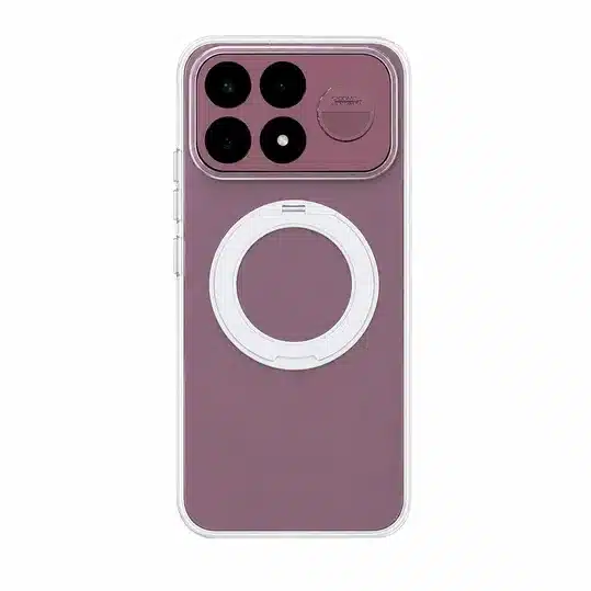 Stylish Purple Smartphone Case with Clear Protective Edges and Ring Holder