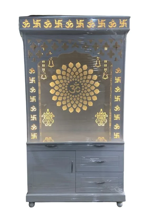 Exquisite Handcrafted Wooden Home Mandir with Integrated Storage