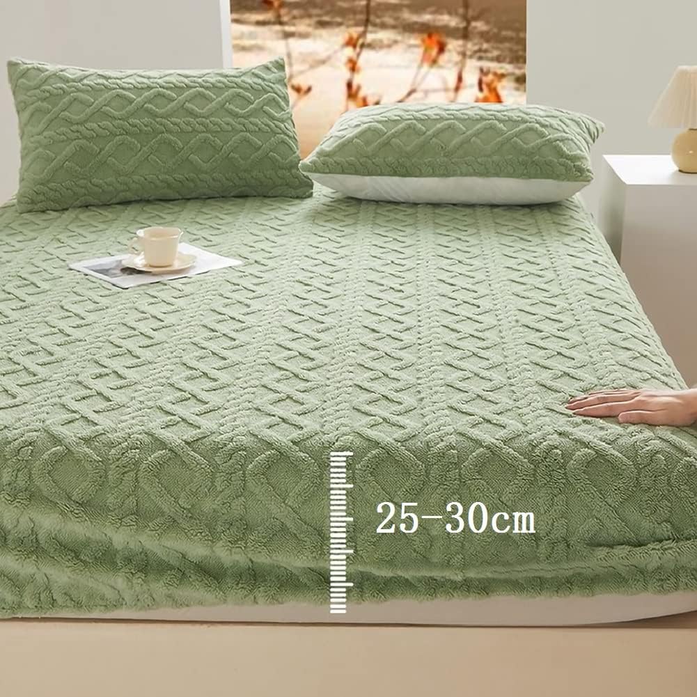 Soft Plush Mattress Protector: Warm Winter Couple Bed Cover