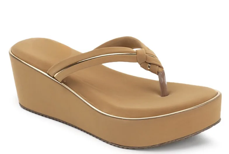 Beige Wedge Flip-Flop Sandals