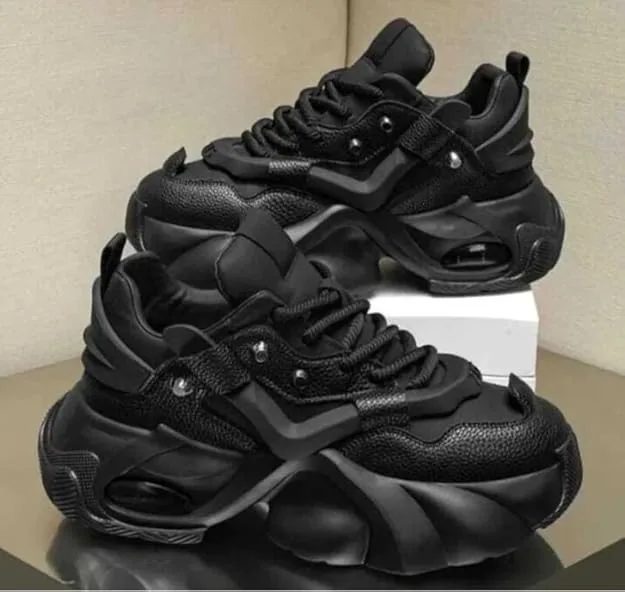 Black Chunky Platform Sneakers